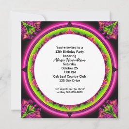 13e verjaardag Neon Kaleidoscope Kaart