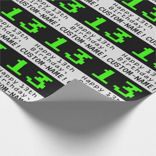13e verjaardag - Nerdy / Geeky stijl "13" en naam Cadeaupapier (Hoek)