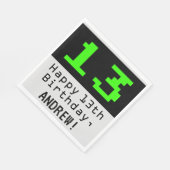 13e verjaardag - Nerdy / Geeky stijl "13" & Naam Servet (Hoek)