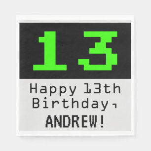 13e verjaardag - Nerdy / Geeky Style "13" & naam Servet