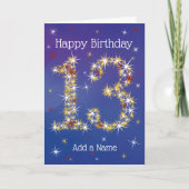 13e verjaardag - nummer 13 in sterren - blauw - le kaart (Voorkant)