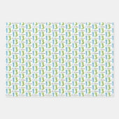 13e verjaardag nummers groen blauw inpakpapier vel (Voorkant)