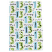 13e verjaardag nummers groen blauw medium cadeauzakje (Achterkant)