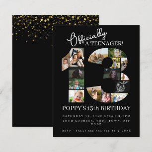 13e verjaardag officieel een tiener fotocollage kaart