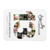 13e verjaardag officieel een tiener fotocollage magneet (Horizontaal)