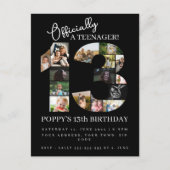 13e verjaardag officieel een tiener fotocollage uitnodiging briefkaart (Voorkant)
