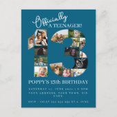 13e verjaardag officieel een tiener fotocollage uitnodiging briefkaart (Voorkant)
