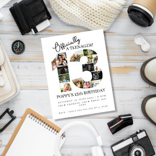 13e verjaardag officieel een tiener fotocollage uitnodiging briefkaart