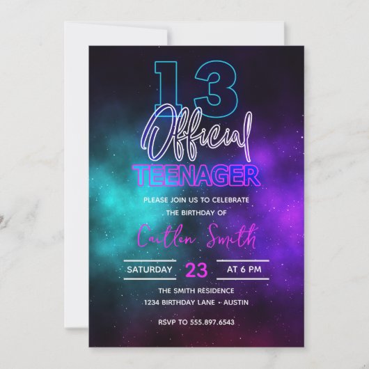 13e verjaardag officieel een tiener melkweg kaart (Voorkant)