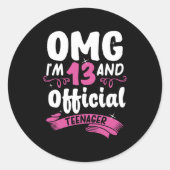 13e verjaardag officieel tiener meisje ronde sticker (Voorkant)