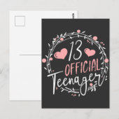 13e verjaardag Officiële tiener 13 jaar oud meisje Briefkaart (Voorkant / Achterkant)