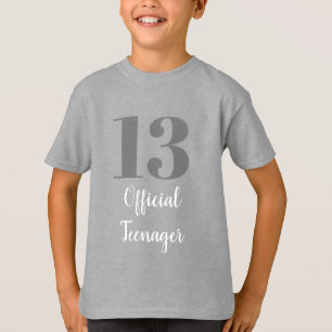 13e verjaardag Officiële tiener Gray White T-shirt