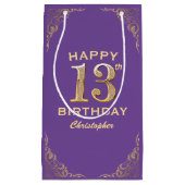 13e verjaardag Paars en goudglitter Lijst Klein Cadeauzakje (Voorkant)