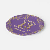 13e verjaardag Paars en goudglitter Lijst Papieren Bordje (Gekanteld)