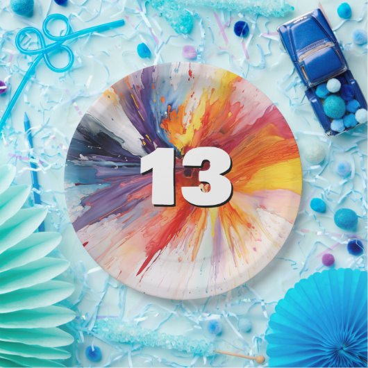 13e verjaardag Paint Blast Papieren Bordje (Feest)