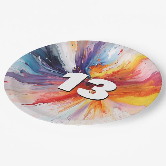 13e verjaardag Paint Blast Papieren Bordje (Gekanteld)