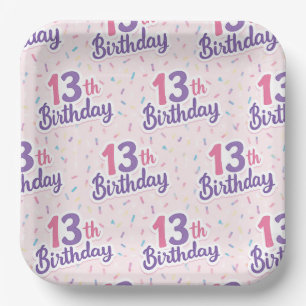 13e verjaardag papieren borden, dertiende roze fee bordje
