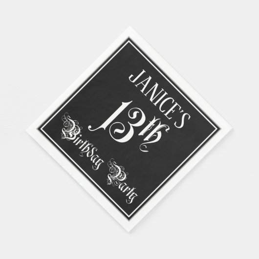 13e verjaardag Partij — Fancy Manuscript + de Naam Servet (Hoek)