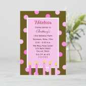 13e verjaardag Party uitnodiging roze polka stippe (Staand voorkant)