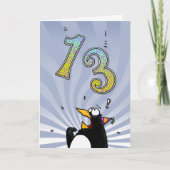 13e verjaardag - Penguin Surprise Kaart (Voorkant)