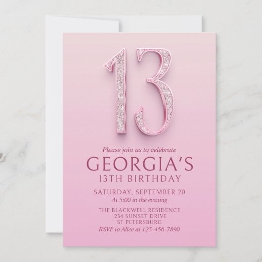 13e verjaardag Pink Diamonds Kaart (Voorkant)