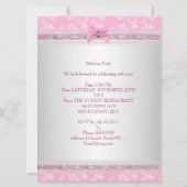 13e verjaardag Pink White Floral Damask Kaart (Achterkant)