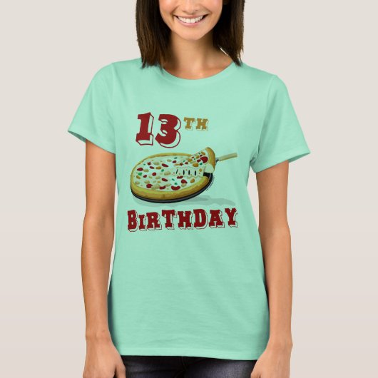 13e verjaardag Pizza Party T-shirt (Voorkant)