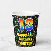 13e Verjaardag: Plezier Muzieknoten Patroon, Regen Papieren Bekers (Achterkant)