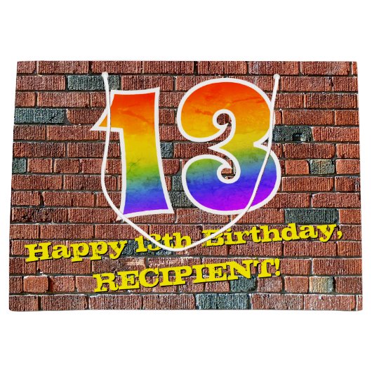 13e verjaardag: Plezier, op graffiti geïnspireerde Groot Cadeauzakje (Voorkant)