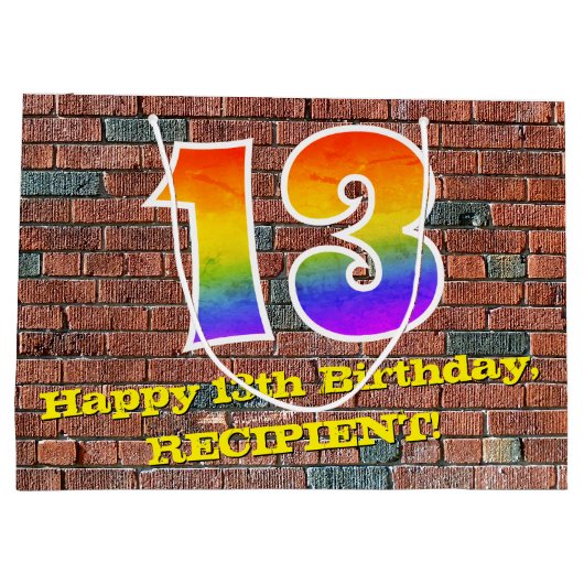 13e verjaardag: Plezier, op graffiti geïnspireerde Groot Cadeauzakje (Achterkant)