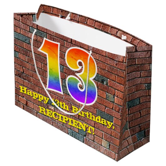 13e verjaardag: Plezier, op graffiti geïnspireerde Groot Cadeauzakje (Achterkant Gekanteld)