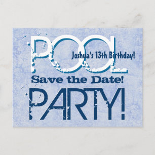 13e verjaardag Pool Party Save the Date V05 Aankondigingskaart