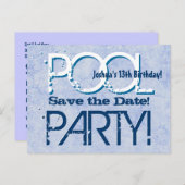 13e verjaardag Pool Party Save the Date V05 Aankondigingskaart (Voorkant / Achterkant)