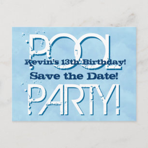 13e verjaardag Pool Party Save the Date V06 Aankondigingskaart