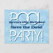13e verjaardag Pool Party Save the Date V06 Aankondigingskaart (Voorkant)