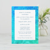 13e Verjaardag Pool Party Water Blauw Groen Custom Kaart (Staand voorkant)