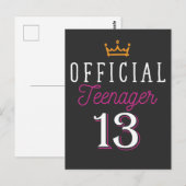 13e verjaardag Prinses Meisje Officieel Tiener Briefkaart (Voorkant / Achterkant)