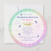 13e verjaardag Rainbow Butterflies Uitnodiging (Achterkant)