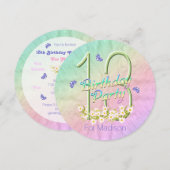 13e verjaardag Rainbow Butterflies Uitnodiging (Voorkant / Achterkant)