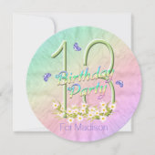 13e verjaardag Rainbow Butterflies Uitnodiging (Voorkant)