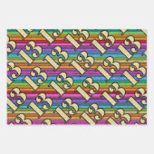 13e Verjaardag Rainbow Stripe Gouden Nummers Glitt Inpakpapier Vel (Voorkant 2)