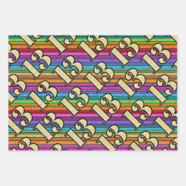 13e Verjaardag Rainbow Stripe Gouden Nummers Glitt Inpakpapier Vel