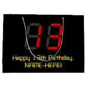 13e verjaardag: Red Digital Clock Style "13" + naa Groot Cadeauzakje (Achterkant)