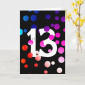 13e verjaardag RegenboogStippen op zwart Kaart (Gele Bloem)