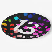 13e verjaardag RegenboogStippen op zwart Papieren Bordje (Gekanteld)