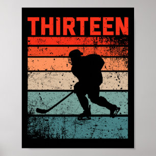 13e verjaardag Retro Ice Hockey 13 jaar oude jonge Poster