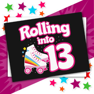 13e verjaardag Roller Skate 13 jaar oud schaatsen Briefkaart