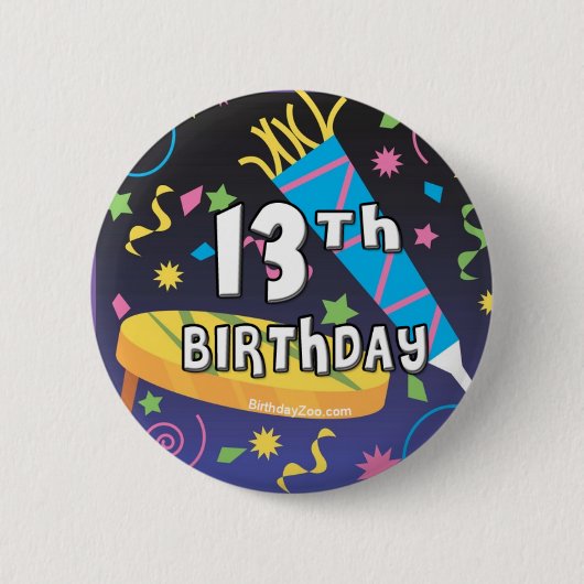 13e verjaardag ronde button 5,7 cm (Voorkant)