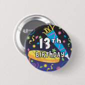 13e verjaardag ronde button 5,7 cm (Voorkant /achterkant)