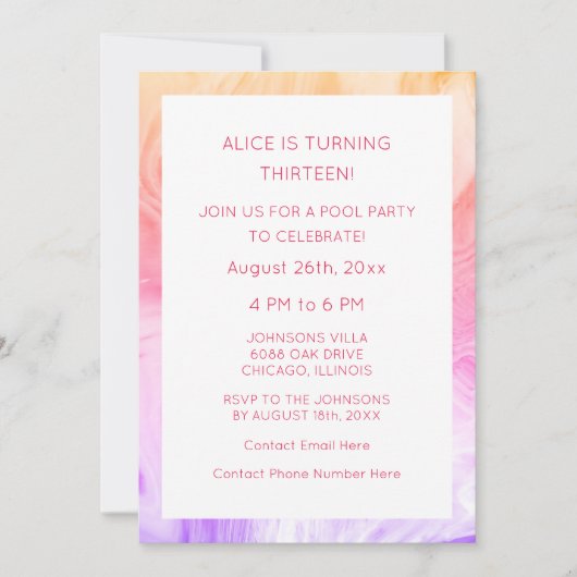 13e Verjaardag Roze Abstracte Artsy Custom Age Gir Kaart (Voorkant)